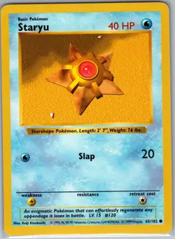 Staryu 65/102 Base Set (Shadowless) - Pokemon Card - NM - Image 1