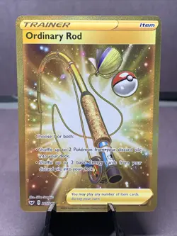Pokemon TCG Ordinary Rod 215/202 Sword & Shield Base Secret Rare NM - Image 1