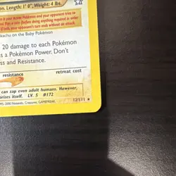 Pokemon TCG Pichu 12/111 Neo Genesis Holo Rare 1st Edition English 2000 - Image 4