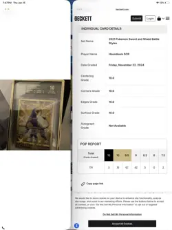 BGS 10 Black Label - Pokemon Houndoom houndoom 179/163 BGS 10 Perfect - Image 3