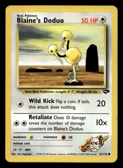 Blaine's Doduo 61/132 Common Gym Challenge WOTC Pokemon MP - Image 1