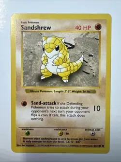 Pokemon TCG Sandshrew Base Set Shadowless Card 62/102 - Image 1