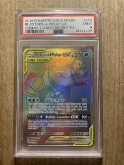 Blastoise & Piplup GX Cosmic Eclipse 253 PSA 9 Pokemon Card - Image 1