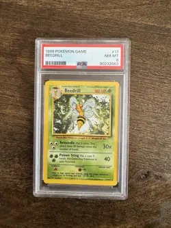 Pokemon TCG Beedrill Card 17/102 Unlimited Base Set PSA 8 - Image 1