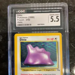 Pokemon TCG- 1999 Ditto 3/62 Holo Fossil Set CGC 5.5 Excellent+ Vintage - Image 3