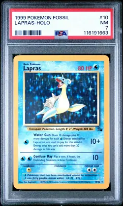 1999 POKEMON FOSSIL #10 LAPRAS-HOLO PSA 7 - Image 1