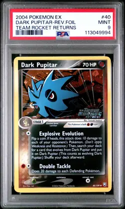 POKEMON EX TEAM ROCKET RETURNS DARK PUPITAR #40 REVERSE PSA 9 MINT #113049994 - Image 1