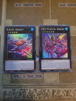 YUGIOH N.AS.H. KNIGHT + CXYZ N.AS.CH. KNIGHT LED9 SUPER 1ST ED NM - Image 1