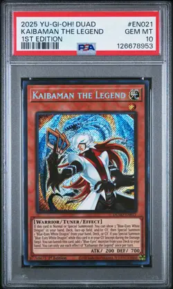 2025 YU-GI-OH! DUAD-DUELIST'S ADVANCE 1ST ED #EN021 KAIBAMAN THE LEGEND PSA 10 - Image 1