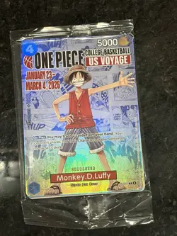 Bandai One Piece CCG Monkey.D.Luffy US Voyage P-055 Promo Holo Card - Image 1
