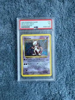 1999 Pokemon Game Mewtwo Holo Shadowless 10/102 PSA 5 - Image 1