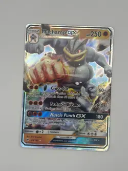 Pokemon TCG Machamp GX Full Art Ultra Rare Holo Card 64/147 Burning Shadows - Image 1