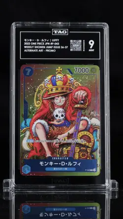 TAG 9 MINT Japanese One Piece 2023 Monkey D. Luffy P-043 SHONEN JUMP 36-37 NR - Image 1