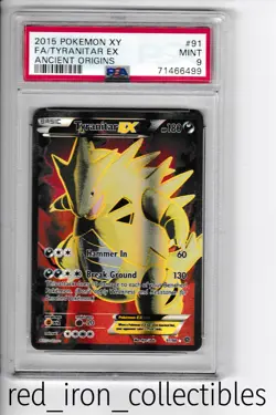 PSA 9 MINT Tyranitar EX 91/98 Full Art Ancient Origins XY Pokemon Card 2015 - Image 1