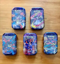 Pokemon TCG: Mega Evolution Mega Heroes Mini Tins Full Art Set Lot of 5 (Sealed) - Image 1