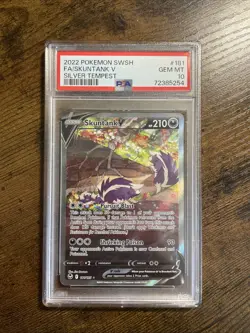 2022 Pokemon Silver Tempest Skuntank V 181/195 Alternate Alt Art Rare PSA 10 - Image 1