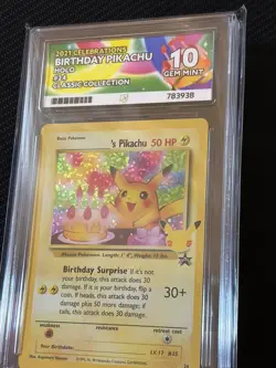 Birthday Pikachu #24 Pokemon Celebrations English Ace 10 *PERFECT SUBGRADES* - Image 1