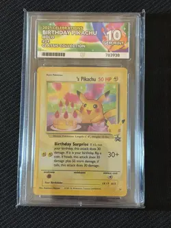 Birthday Pikachu #24 Pokemon Celebrations English Ace 10 *PERFECT SUBGRADES* - Image 2