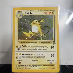 Pokemon TCG Raichu Base Set 2 16/130 Holo Unlimited Holo Rare WOTC SWIRL - Image 2