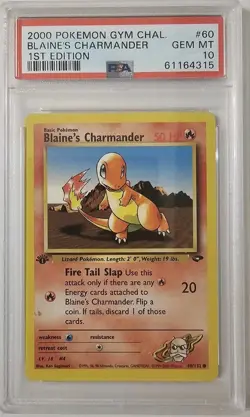 PSA 10 Pokemon 2000 1st Edition Blaine's Charmander Gym Challenge 60 GEM MINT - Image 1
