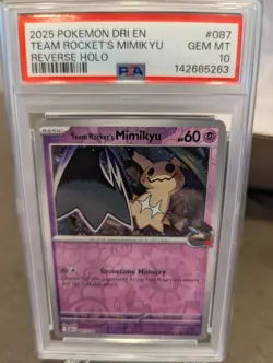 2025 Pokemon Destined Rivals Team Rocket's Mimikyi Reverse Holo PSA 10 - Image 1