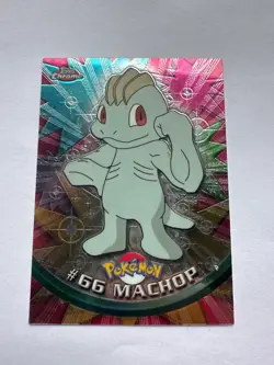 2000 Pokemon Topps Chrome TV MACHOP #66 Spectra BC - Image 1
