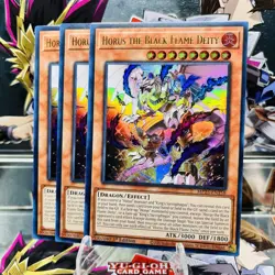 3x Yugioh Playset Horus the Black Flame Deity MP25-EN158 Ultra Rare Near Mint - Image 1