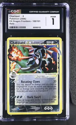 CGC 1 Charizard Gold Star 2006 EX Dragon Frontiers 100/101 Holo Pokemon Card - Image 1