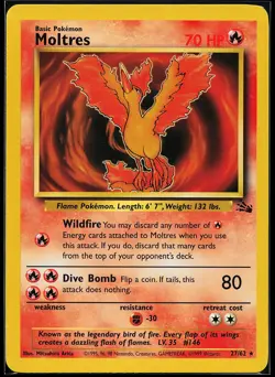 Moltres 27/62 Rare Fossil Pokemon Card - Image 1