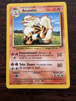 Arcanine 23/102 1999 Base Set Non-Holo English Pokemon Card - Image 1