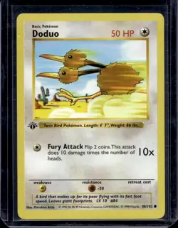 Pokemon Card Doduo Shadowless 1st Edition Base Set Common 48/102 - Image 1