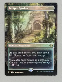 MTG ~ Temple Garden (Borderless Double Sided Foil) Lorwyn Eclipsed ~ Near Mint - Image 3