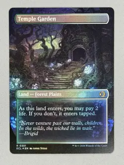 MTG ~ Temple Garden (Borderless Double Sided Foil) Lorwyn Eclipsed ~ Near Mint - Image 4