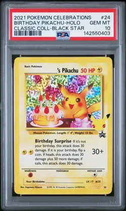 2021 POKEMON CELEBRATIONS CLASSIC COLL #24 BIRTHDAY PIKACHU-HOLO PSA 10 - Image 1