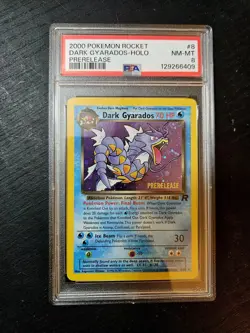 Dark Gyarados Holo 8/82 Prerelease Rocket Pokemon PSA 8 - Image 1