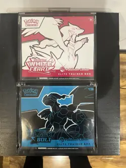 Pokemon TCG Black Bolt And White Flare Pokemon Center Etb With Acrylic Cases - Image 1
