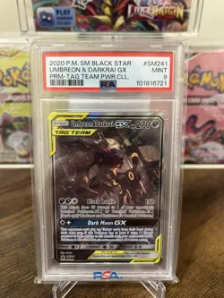 2020 POKEMON SM BLACK STAR PROMO TAG TEAM POWERS COLL UMBREON & DARKRAI GX PSA 9 - Image 1