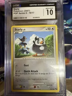 Starly Pokemon 2007 POP Series 6 - 16/17 CGC 10 Gem Mint - Image 1