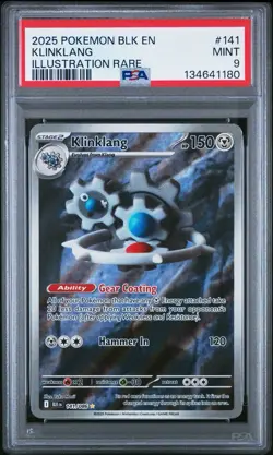 2025 Pokemon Black Bolt Klinklang #141 Illustration Rare PSA 9 - Image 1