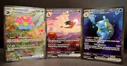 Charizard Ex Venusaur Ex Blastoise Pokemon 151 Complete Starter Evolution Set NM - Image 1