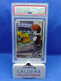 Pikachu Full Art 054 S&M Dream League Card Veronica Taylor Signed PSA 10 Auto 10 - Image 1