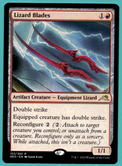 LIZARD BLADES KAMIGAWA: NEON DYNASTY NEO RARE ARTIFACT EQUIPMENT LIZARD MTG 153 - Image 1