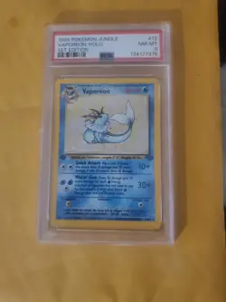 Pokemon Jungle 1st Edition Vaporeon Holo Rare #12 PSA 8 - Image 1