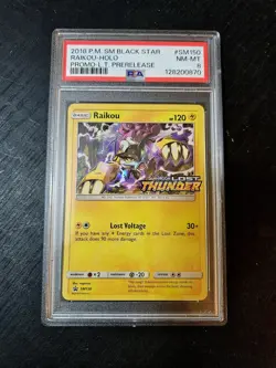 PSA 8 Raikou SM150 Lost Thunder Prerelease Promo Pokemon TCG - Image 1