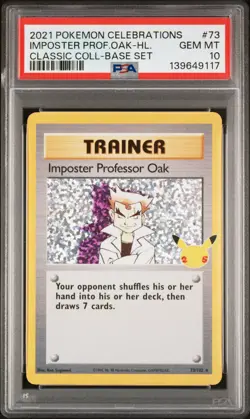 2021 POKEMON CELEBRATIONS CLASSIC COLL #73 IMPOSTER PROFESSOR OAK-HOLO PSA 10 - Image 1