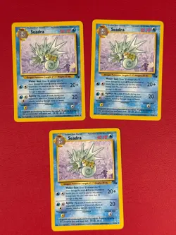 Seadra 42/62 Lot of 3 Pokemon TCG Fossil Regular Cards in Good Condition - Image 1