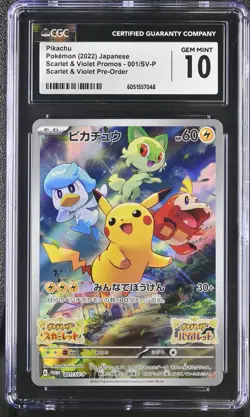 CGC 10 Pikachu 001/SV-P Scarlet & Violet Pre-order Pokemon Japanese - Image 1