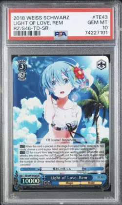 PSA 10 LIGHT OF LOVE REM SR RZ/S46 RE:ZERO WEISS SCHWARZ ENGLISH ANIME TCG CCG - Image 1