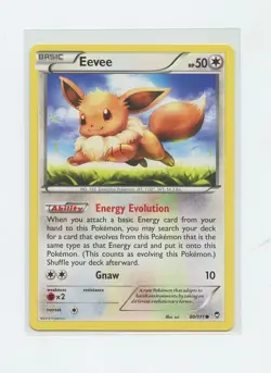 2014 English Pokemon Trading Card Furious Fists 080 Eevee Non Holo - Image 1