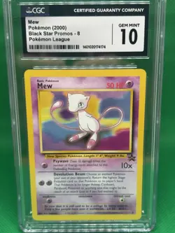 MEW POKEMON 2000 POKEMON LEAGUE BLACK STAR PROMO CARD #8 - Image 1